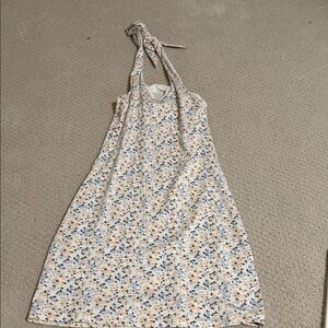 Hollister Floral Mini Dress - Cream and Blue